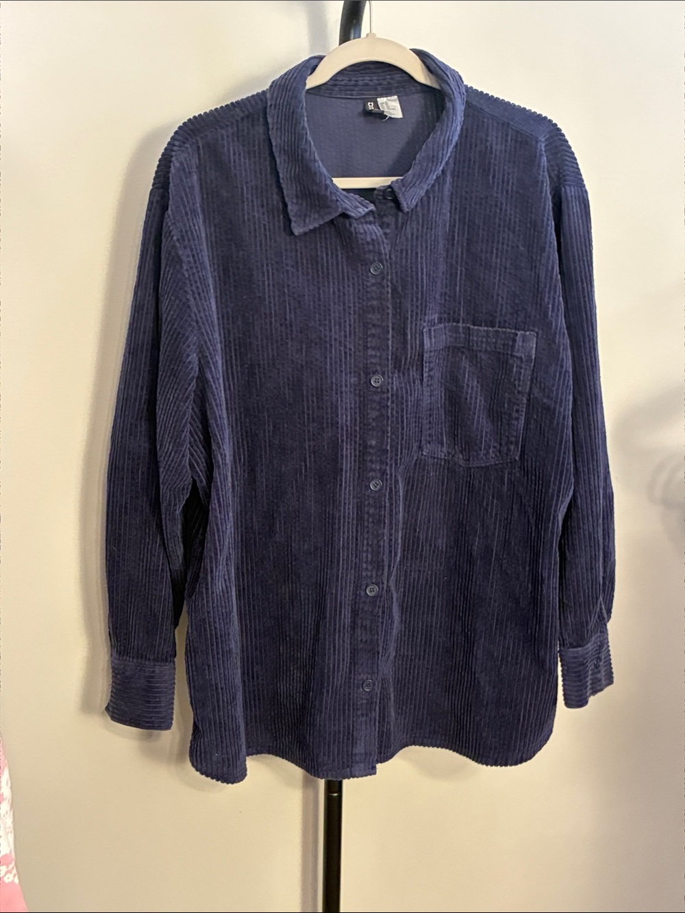 Divided H&M Navy Blue Corduroy Button-Up Heavy Short Cotton Shacket Jacket XL